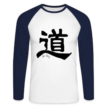 chinesisches Schriftzeichen Weg Dào Kanji Tattoo - Unisex Baseballshirt langarm - Weiß/Navy - Vorne - Nik (191cm)