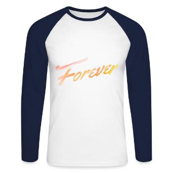 Forever Typografie - Unisex Baseballshirt langarm - Weiß/Navy - Vorne - Nik (191cm)