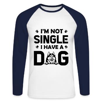 Ich bin nicht Single - Ich hab einen Husky - Unisex Baseballshirt langarm - Weiß/Navy - Vorne - Nik (191cm)