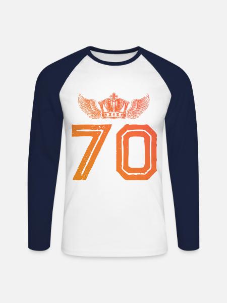 70 Number crown - Unisex Long Sleeve Baseball T-Shirt - white/navy