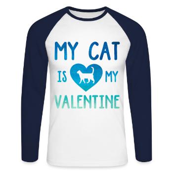 My Cat Is My Valentine Cat Lover Cat Training Pet - Unisex Baseballshirt langarm - Weiß/Navy - Vorne - Nik (191cm)
