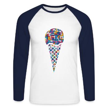 Ice cream scoop Ice cream cone - Unisex Long Sleeve Baseball T-Shirt - white/navy - Front - Nik (191cm)
