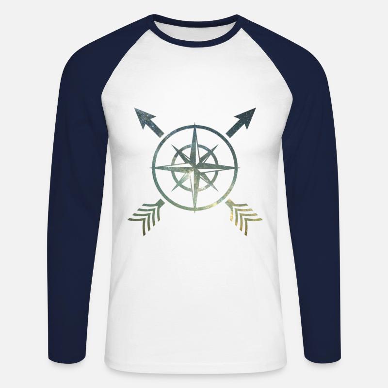 Kompass mit Pfeilen - Unisex Baseballshirt langarm - Weiß/Navy
