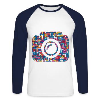 Camera Photo Camera Lens - Unisex Long Sleeve Baseball T-Shirt - white/navy - Front - Nik (191cm)