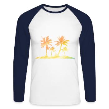 Lonely Island Rainbow coloré - T-shirt baseball manches longues Homme - blanc/marine - Devant - Nik (191cm)