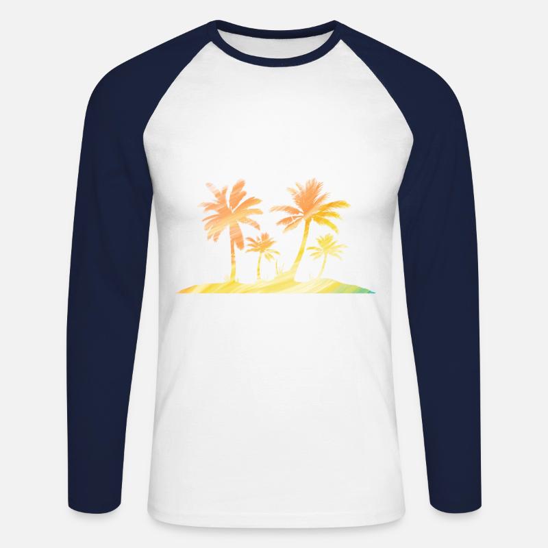 Einsame Insel Regenbogen Bunt - Unisex Baseballshirt langarm - Weiß/Navy