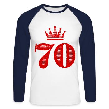 70 Number Crown - Unisex Long Sleeve Baseball T-Shirt - white/navy - Front - Nik (191cm)