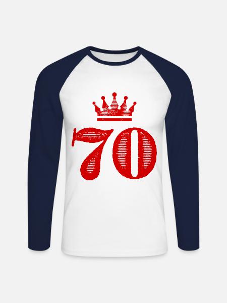 70 Number Crown - Unisex Long Sleeve Baseball T-Shirt - white/navy