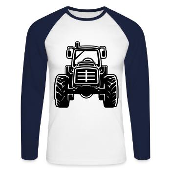 Traktor Bauer Farmer Symbol - Unisex Baseballshirt langarm - Weiß/Navy - Vorne - Nik (191cm)