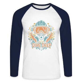 Dive Deep - Scuba Diving - Unisex Long Sleeve Baseball T-Shirt - white/navy - Front - Nik (191cm)