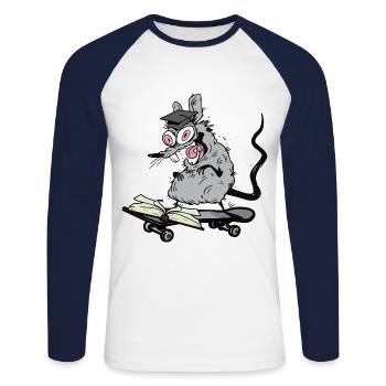 Rat, Scholar, Student, Student, Skater, Skating - Unisex Long Sleeve Baseball T-Shirt - white/navy - Front - Nik (191cm)