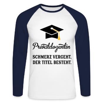 PDin - Unisex Baseballshirt langarm - Weiß/Navy - Vorne - Nik (191cm)