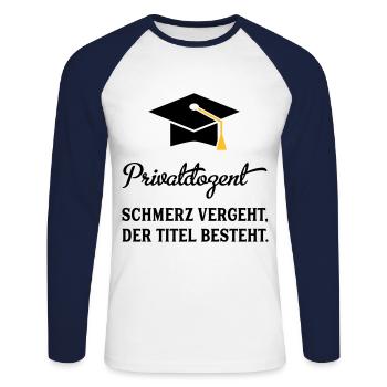 PD - Unisex Baseballshirt langarm - Weiß/Navy - Vorne - Nik (191cm)