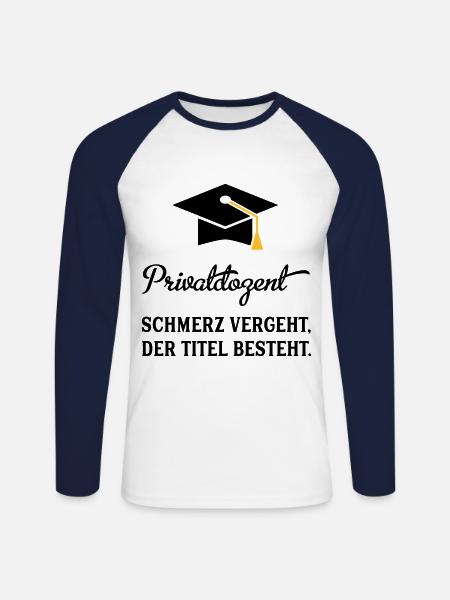 PD - Unisex Baseballshirt langarm - Weiß/Navy