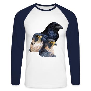 Rabe und Falken - Unisex Baseballshirt langarm - Weiß/Navy - Vorne - Nik (191cm)