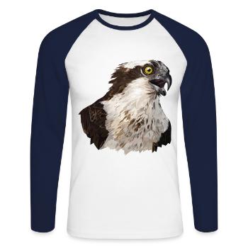 Fischadler - Unisex Baseballshirt langarm - Weiß/Navy - Vorne - Nik (191cm)