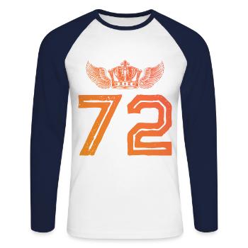 72 Couronne numérique - T-shirt baseball manches longues Homme - blanc/marine - Devant - Nik (191cm)
