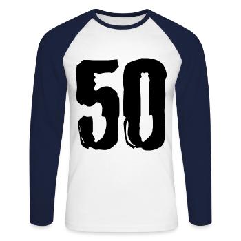 50 number jersey - Unisex Long Sleeve Baseball T-Shirt - white/navy - Front - Nik (191cm)