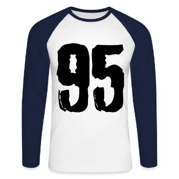95 number jersey - Unisex Long Sleeve Baseball T-Shirt - white/navy - Front - Nik (191cm)