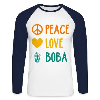 Peace Love Boba Graphic Tea Lover Tea Drinker Bubb - Unisex Baseballshirt langarm - Weiß/Navy - Vorne - Nik (191cm)