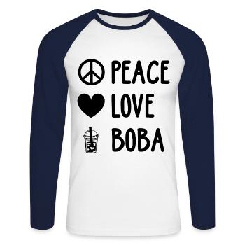 Peace Love Boba Graphic Tea Lover Tea Drinker Bubb - Unisex Baseballshirt langarm - Weiß/Navy - Vorne - Nik (191cm)