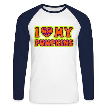 I Love My Pumpkins Women - Unisex Long Sleeve Baseball T-Shirt - white/navy - Front - Nik (191cm)