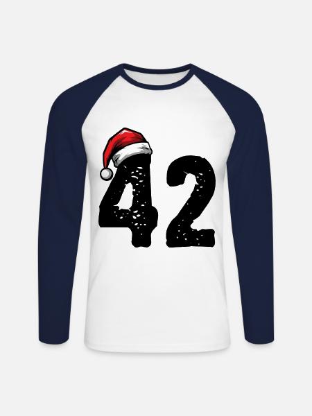42 Numéro Noël - T-shirt baseball manches longues Homme - blanc/marine