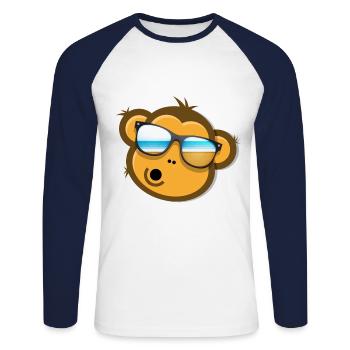 Montrez-moi votre singe Mind Head Monkey Sunglasses - T-shirt baseball manches longues Homme - blanc/marine - Devant - Nik (191cm)