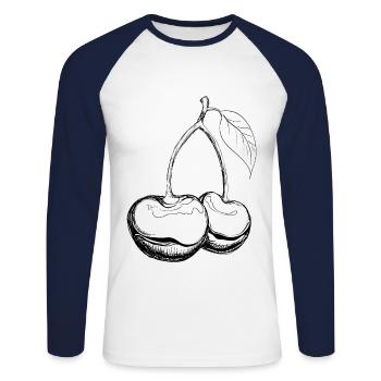 Cherries - T-shirt baseball manches longues Homme - blanc/marine - Devant - Nik (191cm)