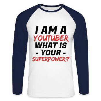 Youtube Youtuber Gift Ideas Hobby - Unisex Long Sleeve Baseball T-Shirt - white/navy - Front - Nik (191cm)