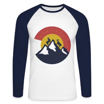 Ziege Ziegenbock Berge - Unisex Baseballshirt langarm - Weiß/Navy - Vorne - Nik (191cm)
