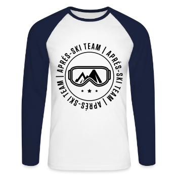apres ski team - Unisex Baseballshirt langarm - Weiß/Navy - Vorne - Nik (191cm)
