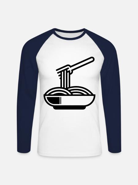 Spaghetti symbol - Unisex Long Sleeve Baseball T-Shirt - white/navy