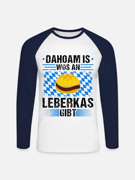 Bayern Flagge Leberkas - Unisex Baseballshirt langarm - Weiß/Navy