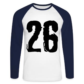 26 number jersey - Unisex Long Sleeve Baseball T-Shirt - white/navy - Front - Nik (191cm)