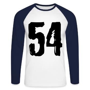 Maillot à 54 numéros - T-shirt baseball manches longues Homme - blanc/marine - Devant - Nik (191cm)