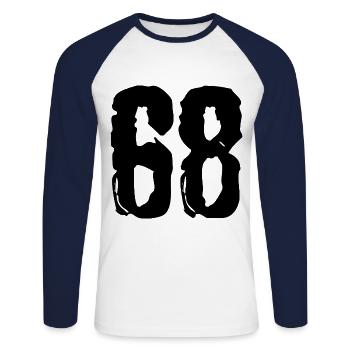 68 Zahl Trikot - Unisex Baseballshirt langarm - Weiß/Navy - Vorne - Nik (191cm)