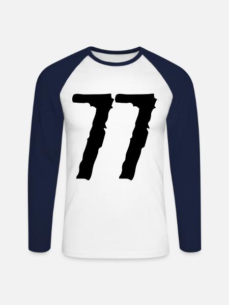 77 Number jersey - Unisex Long Sleeve Baseball T-Shirt - white/navy