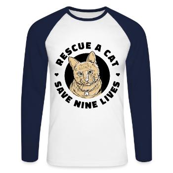 Rescue A Cat Save Nine Lives Cat Owner Animals Kit - Unisex Baseballshirt langarm - Weiß/Navy - Vorne - Nik (191cm)