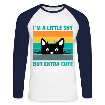 I'm A Little Shy But Extra Cute Retro Cat Lover Ca - Unisex Baseballshirt langarm - Weiß/Navy - Vorne - Nik (191cm)