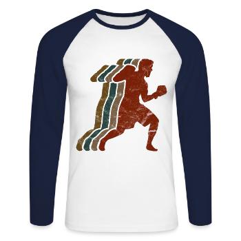 Boxsport Boxing - Unisex Baseballshirt langarm - Weiß/Navy - Vorne - Nik (191cm)