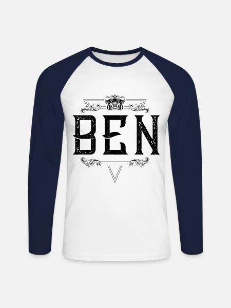 Ben Name - Unisex Baseballshirt langarm - Weiß/Navy