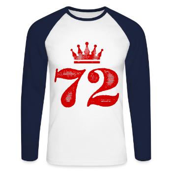 72 Couronne numérique - T-shirt baseball manches longues Homme - blanc/marine - Devant - Nik (191cm)