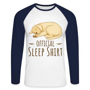 Labrador Retriever Official Sleep Shirt for Fans - Unisex Long Sleeve Baseball T-Shirt - white/navy - Front - Nik (191cm)