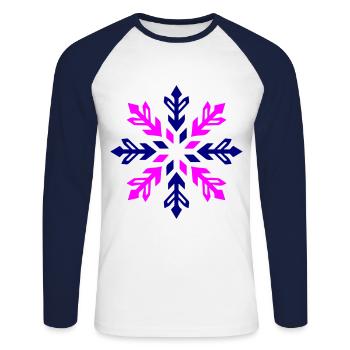 Icône de flocon de neige d’hiver - T-shirt baseball manches longues Homme - blanc/marine - Devant - Nik (191cm)