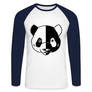 Panda yin et yang - T-shirt baseball manches longues Homme - blanc/marine - Devant - Nik (191cm)