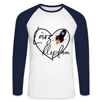 "Lärzklopfen" perfekter Spruch Fusion&Floorfreude - Unisex Baseballshirt langarm - Weiß/Navy - Vorne - Nik (191cm)