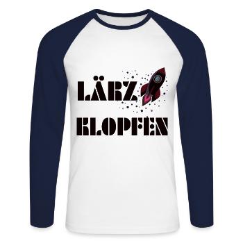 perfekter Spruch zur Fusion "Lärzklopfen" - Unisex Baseballshirt langarm - Weiß/Navy - Vorne - Nik (191cm)