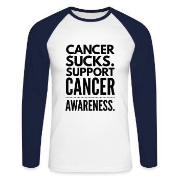 cancer sucks. support cancer awareness. - Unisex Long Sleeve Baseball T-Shirt - white/navy - Front - Nik (191cm)