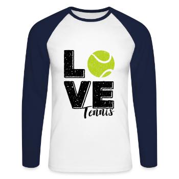 Tennis player I love tennis tennis ball - Unisex Long Sleeve Baseball T-Shirt - white/navy - Front - Nik (191cm)